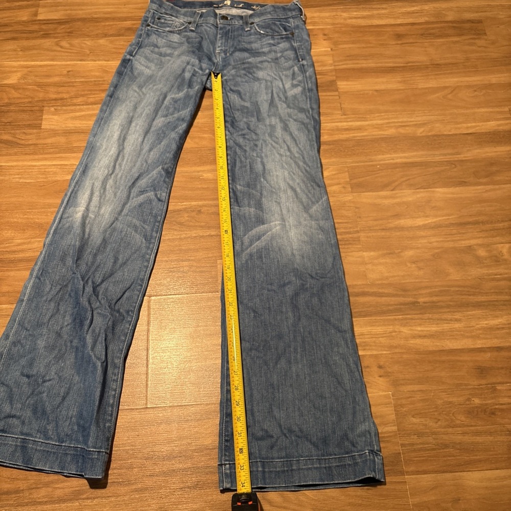 7 For All Mankind Dojo Blue Flared Jeans Womens Size 28 U115E202S-202S - Picture 6 of 9